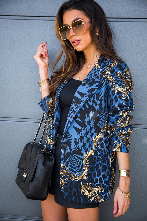 Ladies oversized blazer elegant with glam print Lune London