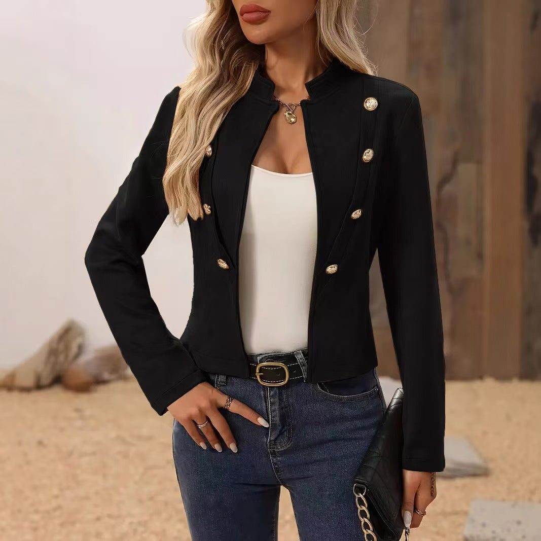 Elegant fitted blazer jacket for women with gold buttons Lune London