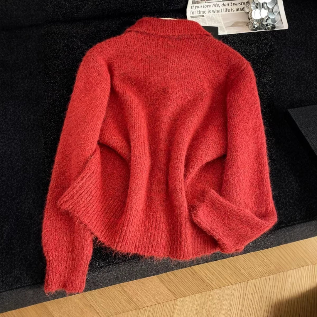 Cardigan féminin ludique avec grand col Chic & Stil
