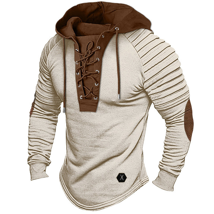 Men's casual hoodie with trendy lace-up design and structured sleeves Lune London