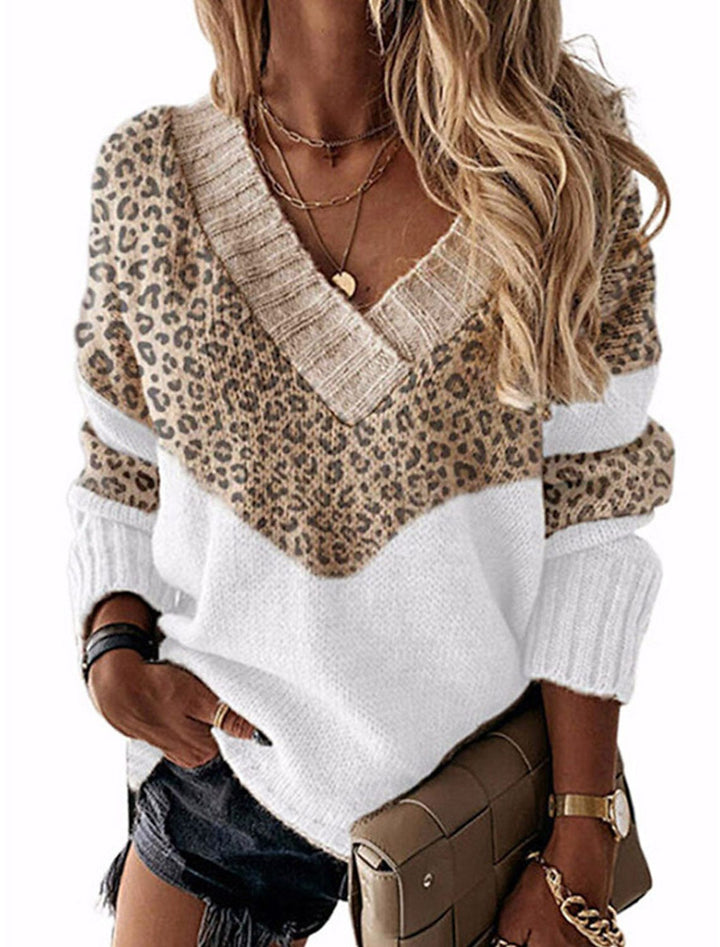 Lune London V neck sweater for women with leopard pattern