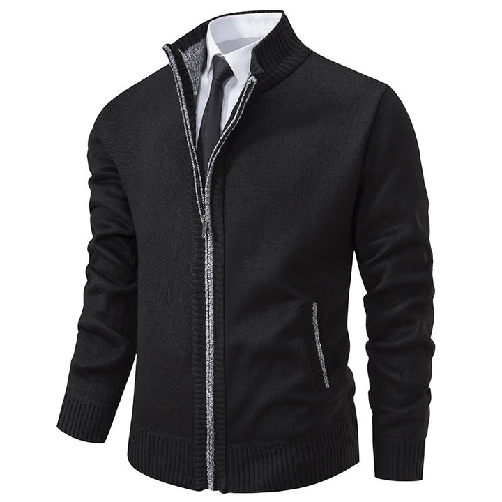 Sporty knit jacket for men with high collar and zipper Lune London
