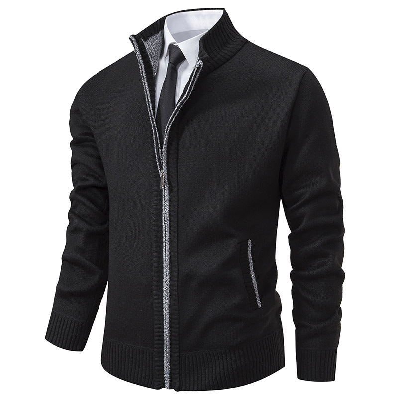 Men's Sporty Cardigan with Stand-Up Collar and Zipper Lune London