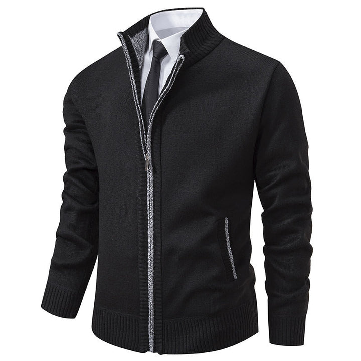 Men's Sporty Cardigan with Stand-Up Collar and Zipper Lune London