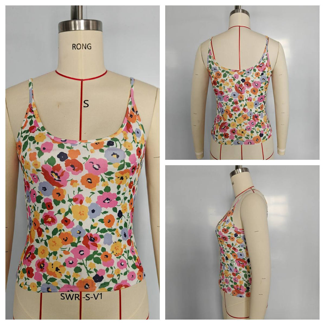 Women's Casual Spaghetti Strap Top with Animal Pattern Lune London