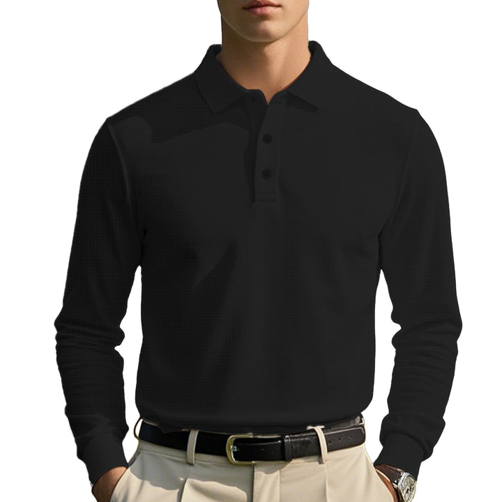 Men's long sleeve polo shirt with classic collar Lune London