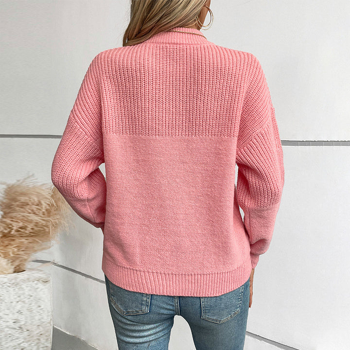 Casual pullover for women with high collar and modern textured knit Lune London