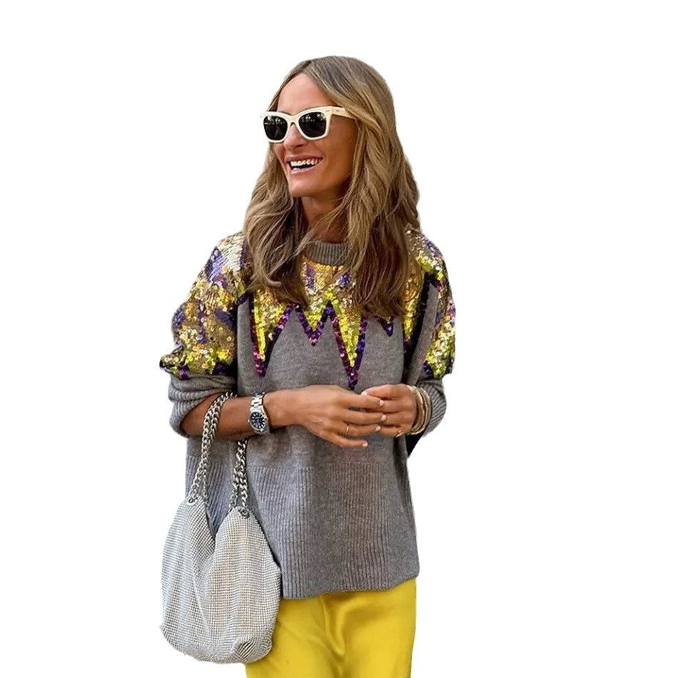 Ladies Glittering Oversized Sweater with Unique Design and Sparkling Details Lune London