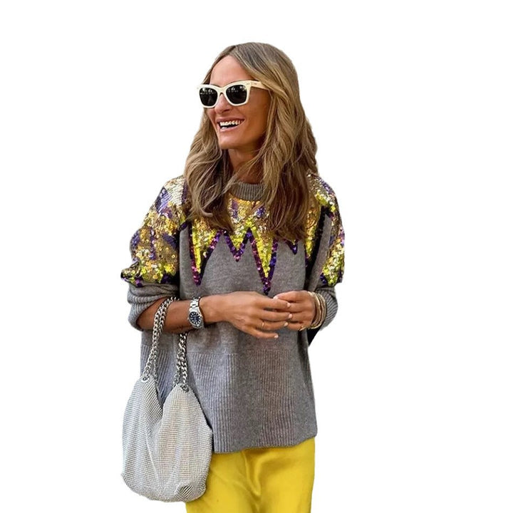 Ladies Glittering Oversized Sweater with Unique Design and Sparkling Details Lune London
