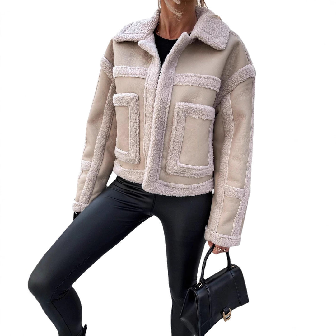 Veste en faux cuir pour femmes avec doublure en polaire chaude et accents contrastés Chic & Stil