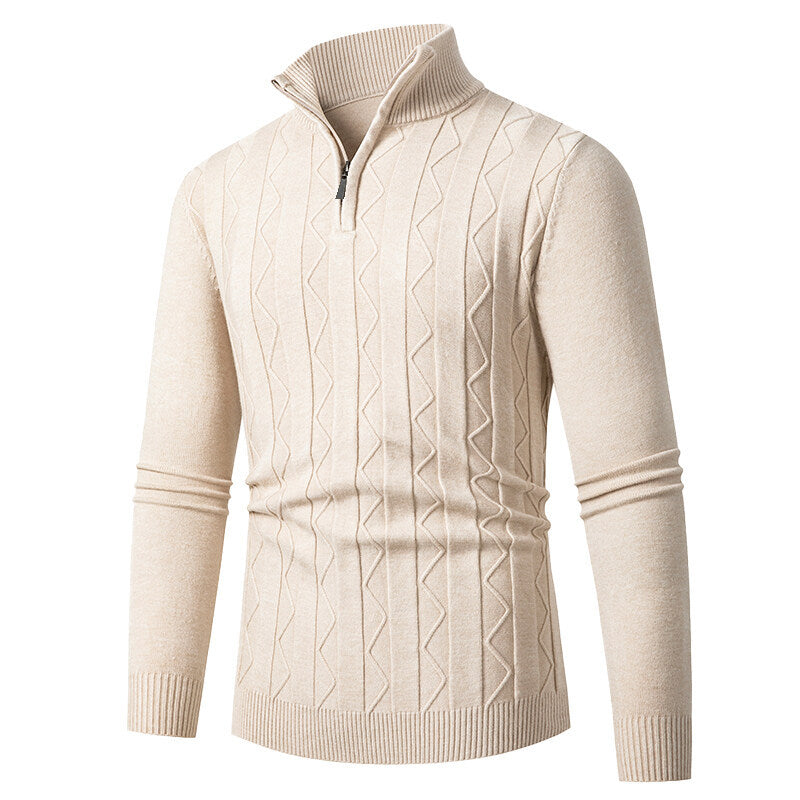 Men's knitted sweater with stylish zipper and cable-knit pattern Lune London