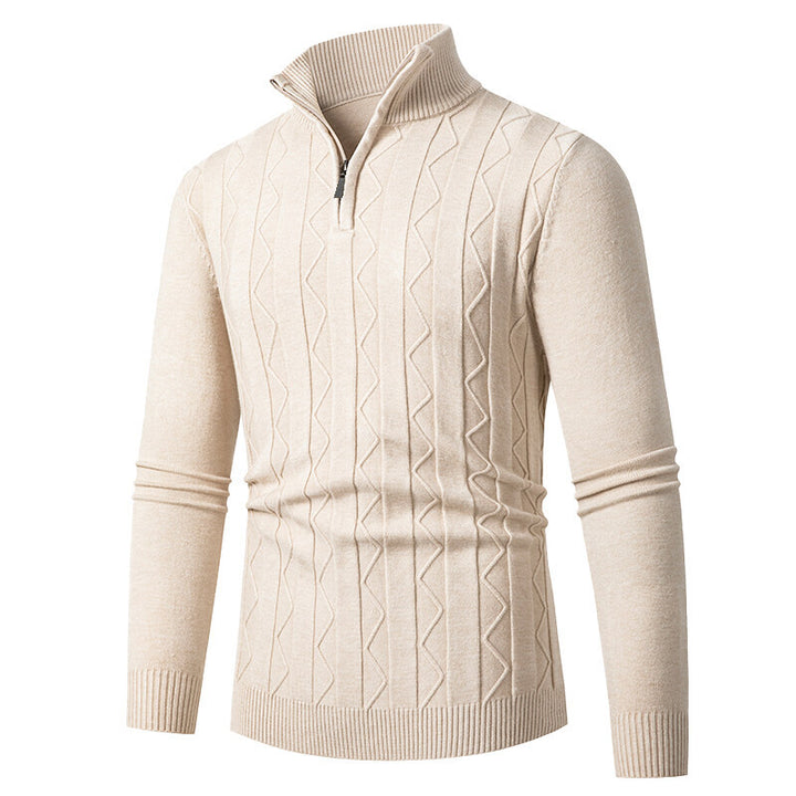 Men's knitted sweater with stylish zipper and cable-knit pattern Lune London