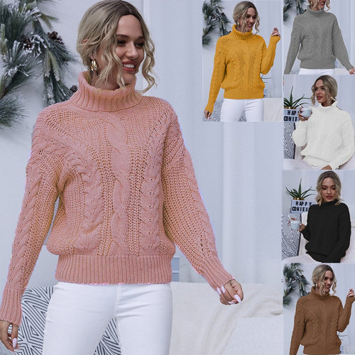 Ladies comfortable turtleneck sweater with high-quality twisted pattern Lune London