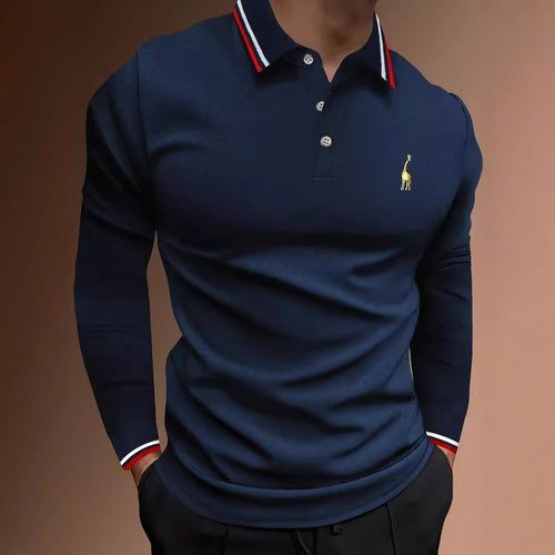 Long sleeve polo shirt for men with sporty collar and contrasting cuffs Lune London