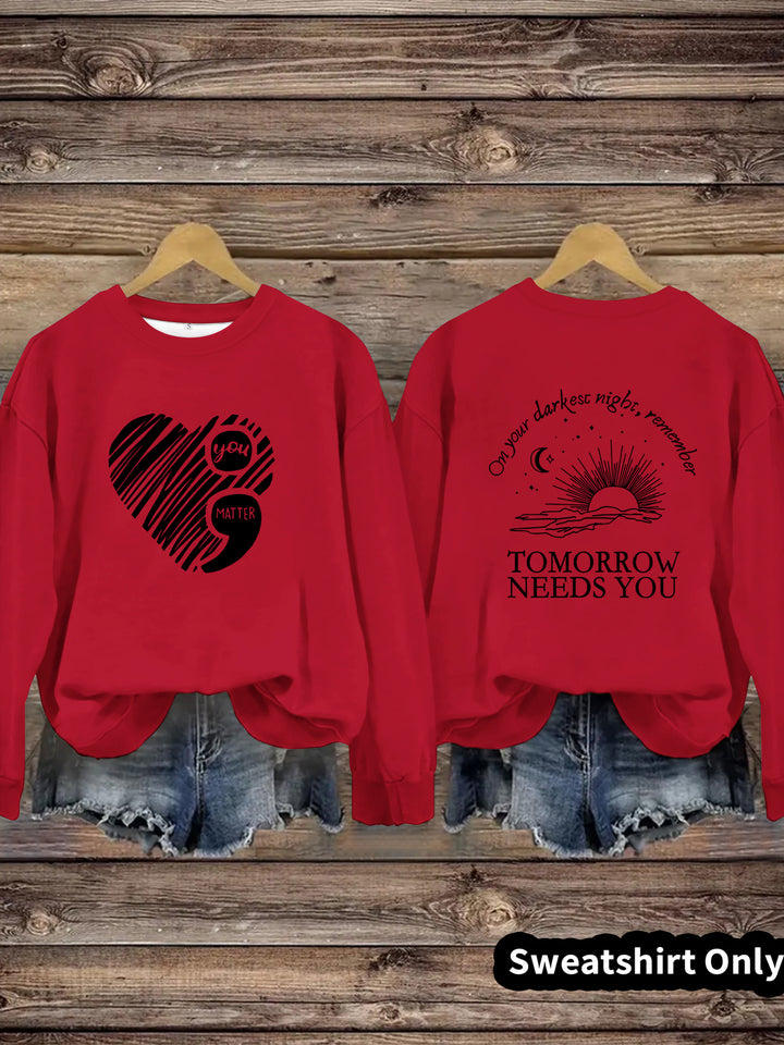 Sweatshirt femme avec impression inspirante et grand motif de coeur Chic & Stil