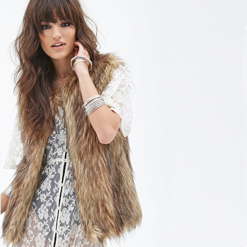 Ladies Soft Faux Fur Gilet with Open Cut and Soft Inner Lining Lune London