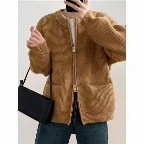 Ladies casual zip cardigan with large pockets Lune London