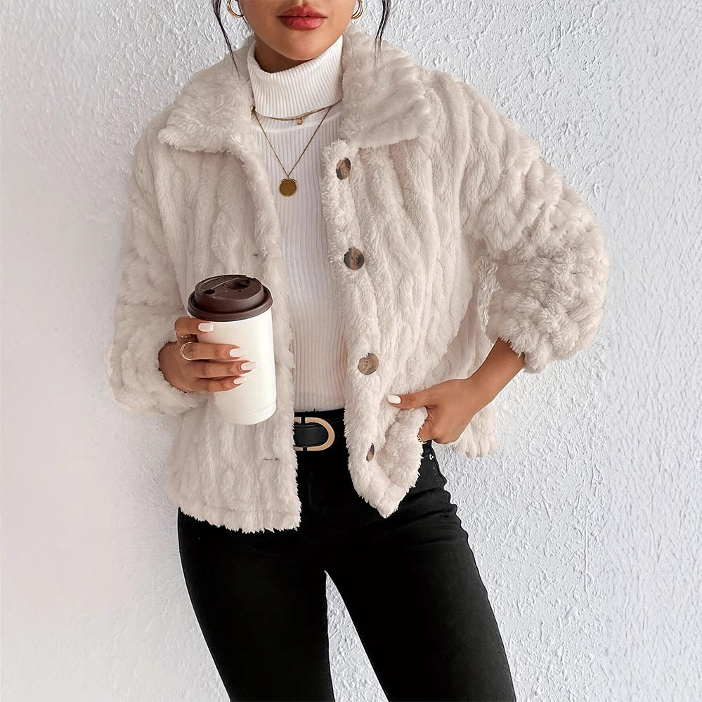 Ladies quilted plush with high collar Lune London