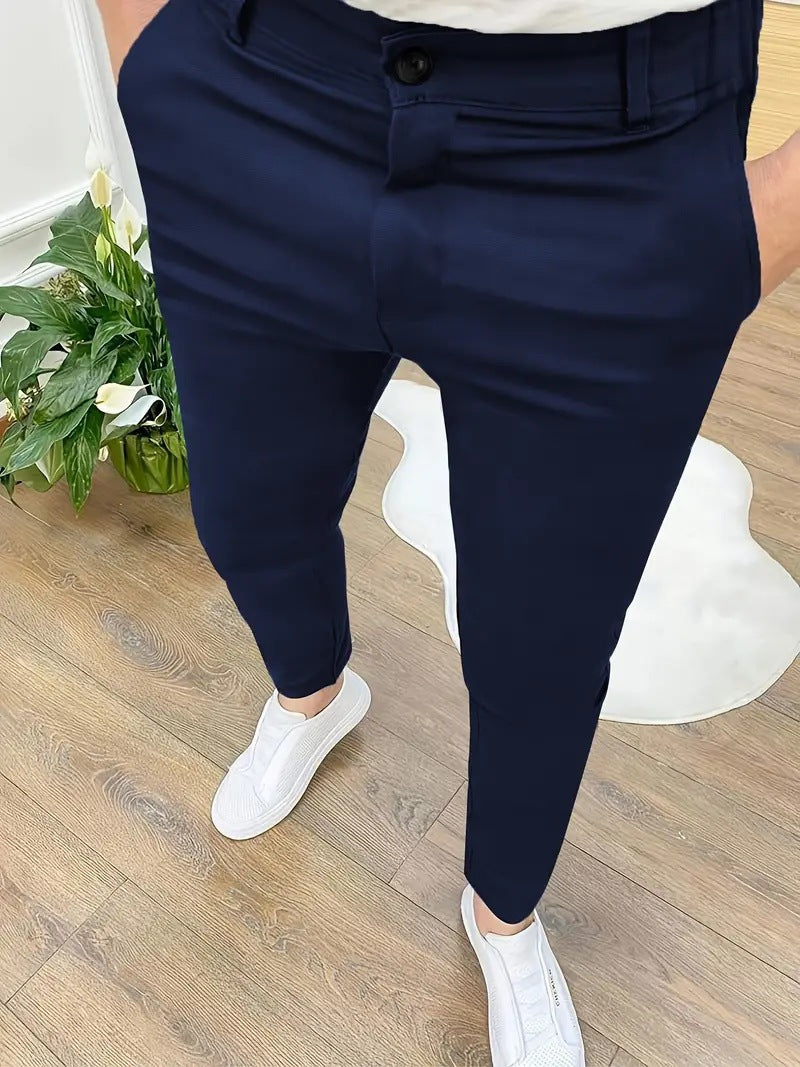 Trendy slim-fit pants for men with elastic waistband and practical pockets Lune London