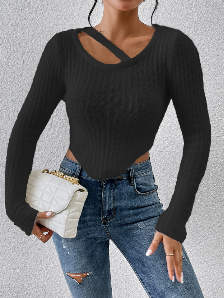 T-shirt en tricot pour femme avec épaule découverte et ourlet élastique Chic & Stil