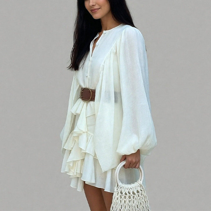 Robe à volants ludique pour femmes avec manches volumineuses Chic & Stil