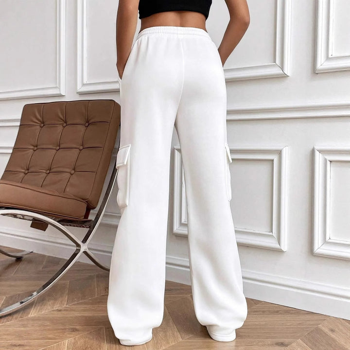 Lune London Women's Cargo Jogging Pants with Elastic Waist and Practical Side Pockets