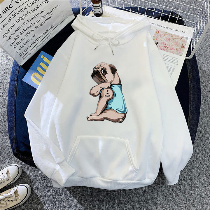 Women's hoodie with cute pug design Chic & Stil
