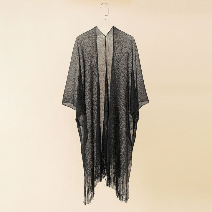 Women's Fringe Kimono Made of Transparent, Airy Structure Chic und Stil
