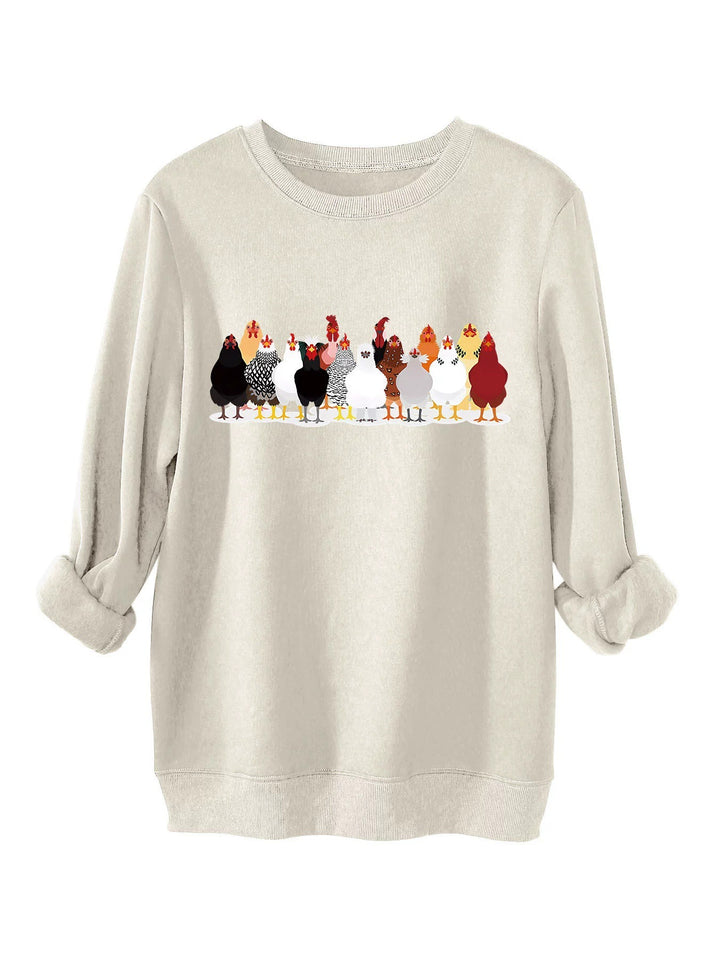 Sweatshirt for women with playful chicken pattern Lune London