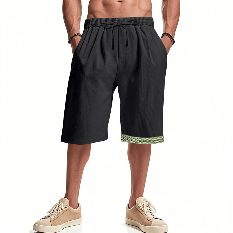 Casual beach shorts for men with elastic waist and decorative hem Lune London