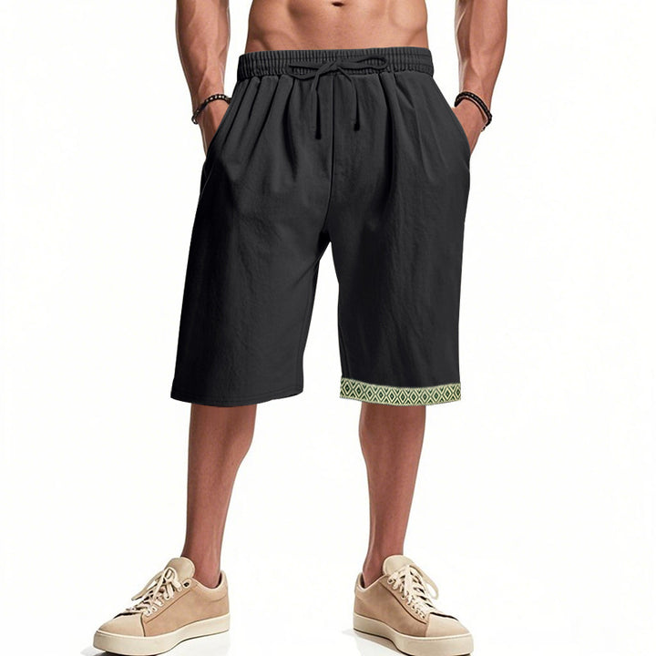 Casual beach shorts for men with elastic waist and decorative hem Lune London
