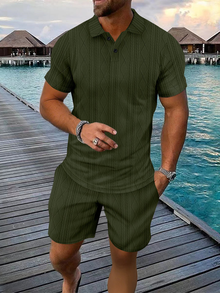 Men's Structured Knit Polo Set and Chic Shorts