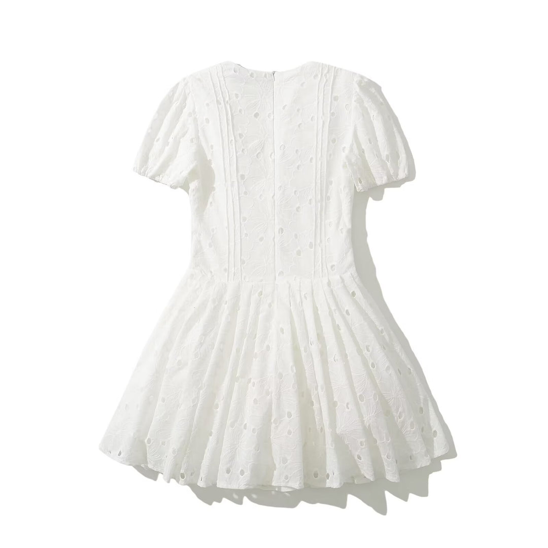Summer dress women with delicate embroidery and voluminous skirt Lune London