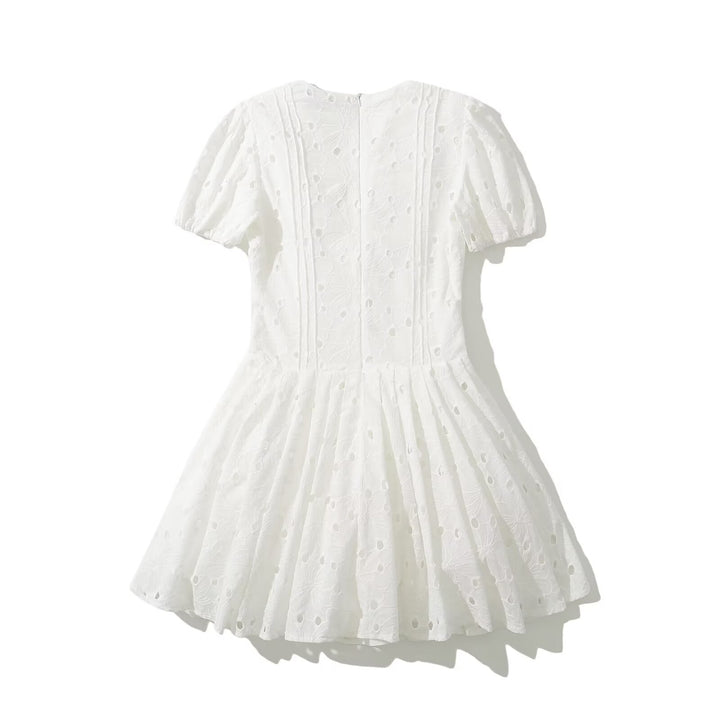 Summer dress women with delicate embroidery and voluminous skirt Lune London