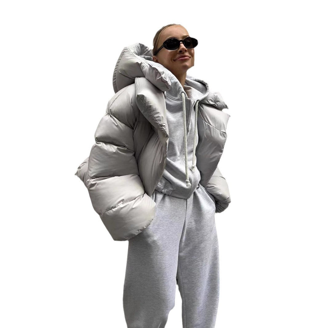 Women's oversized down jacket with high collar and voluminous sleeves Lune London
