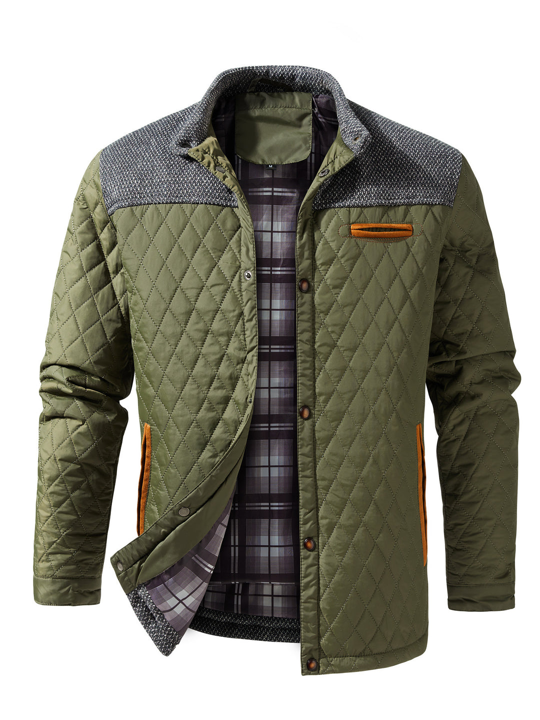Quilted men's transition jacket with modern collar Lune London