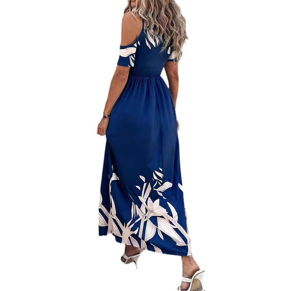 Chic and Stylish Off-Shoulder Maxi Flower Dress