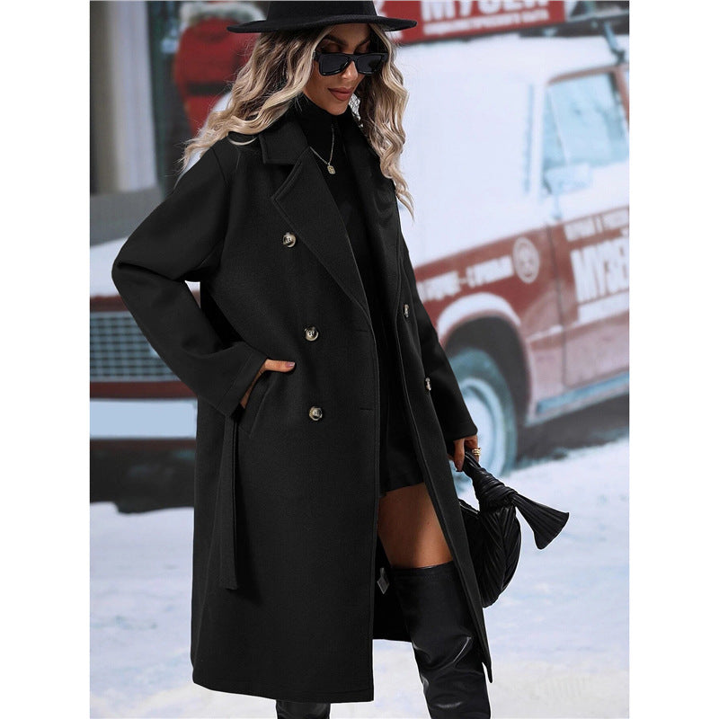 Lune London Double-Breasted Wool Coat for Women