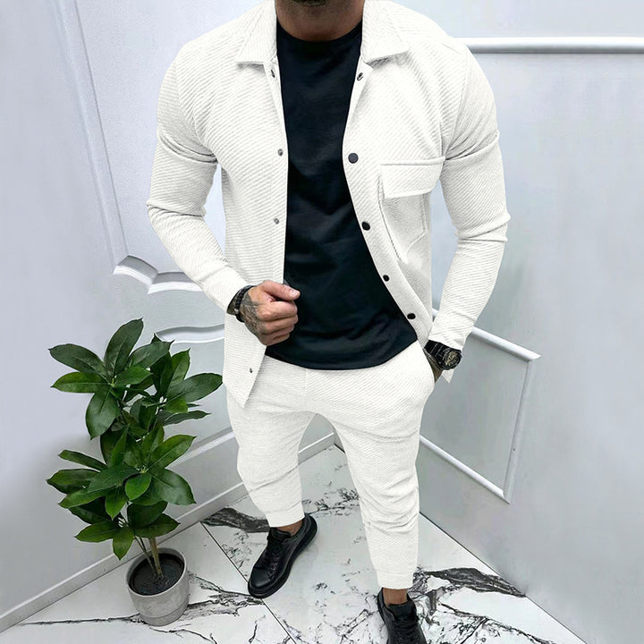 Fashionable casual set for men with a textured top and elastic pants Lune London