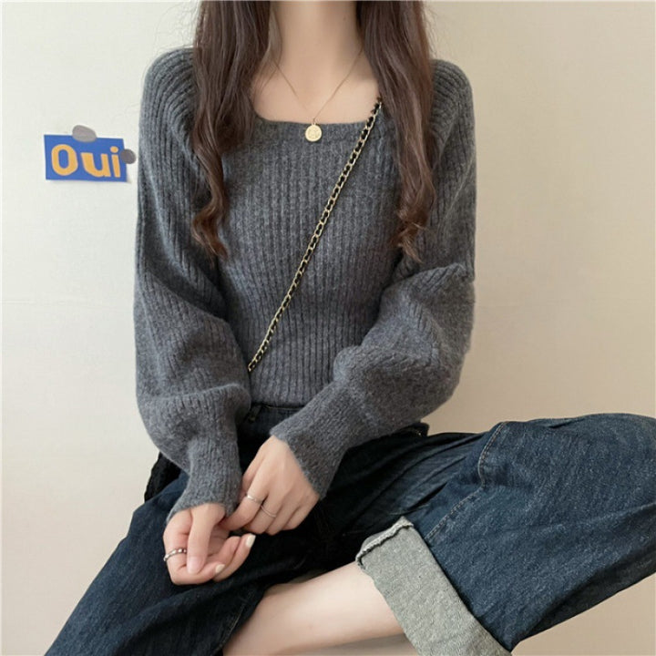 Pull en tricot côtelé décontracté pour femmes avec des manches larges Chic & Stil