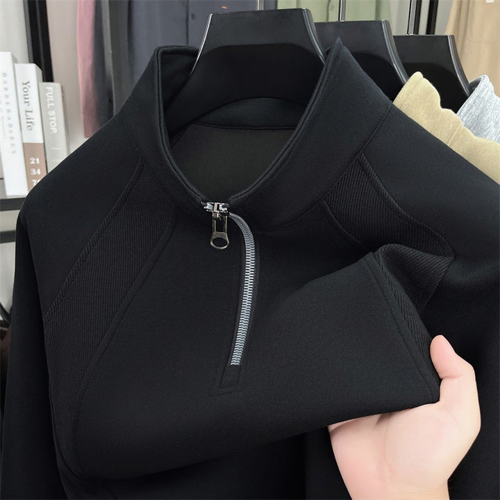 Trendy knitted sweater for men with high collar and zipper Lune London