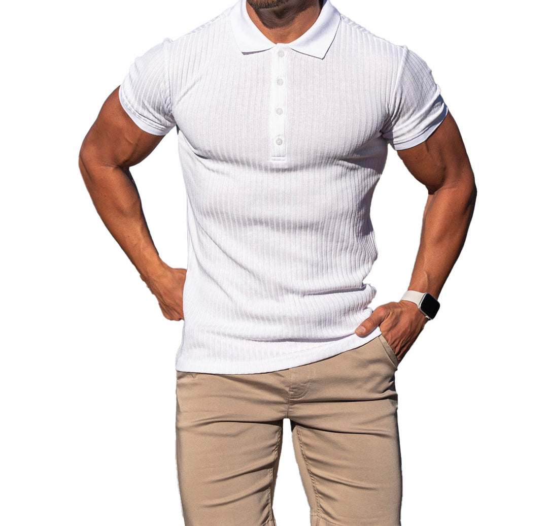 Men's short sleeve polo shirt in breathable structured fabric with stylish collar Lune London