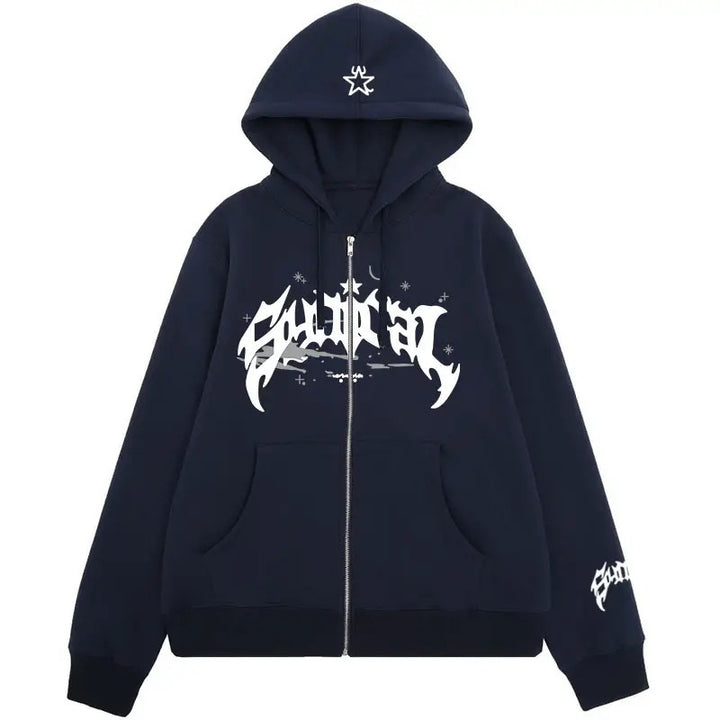 Women's hoodie with urban graphic element and practical pockets Lune London
