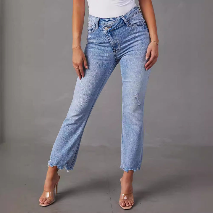 Jeans Mom pour femmes avec ourlet effiloché Chic & Stil
