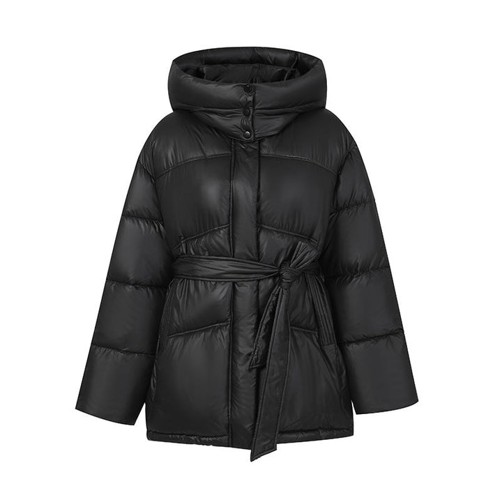 Ladies Stylish Padded Winter Coat with Belt and Hood Lune London