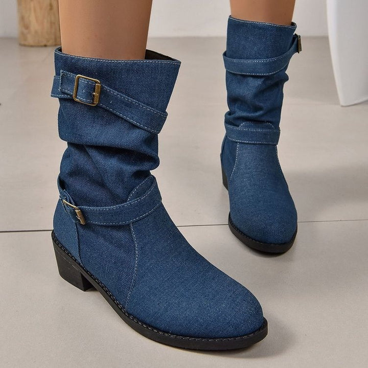 Women’s ankle boots with stylish pleated design and adjustable strap Lune London