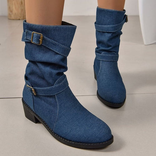 Women’s ankle boots with stylish pleated design and adjustable strap Lune London