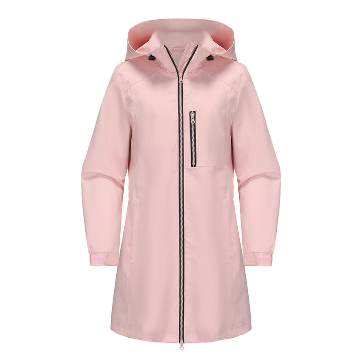Women's modern rain jacket with hood and practical pockets Lune London