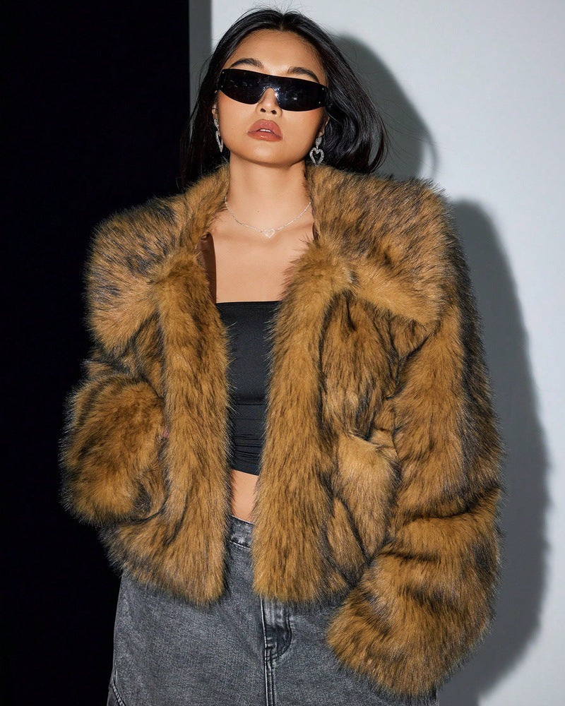 Ladies Chic and Stylish Faux Fur Jacket