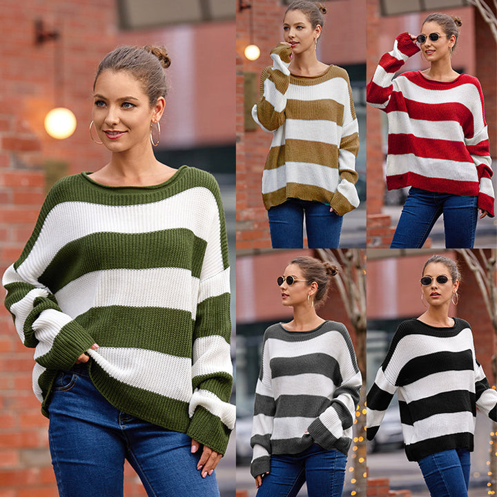 Knitted sweater for women with modern stripes and a relaxed fit Lune London